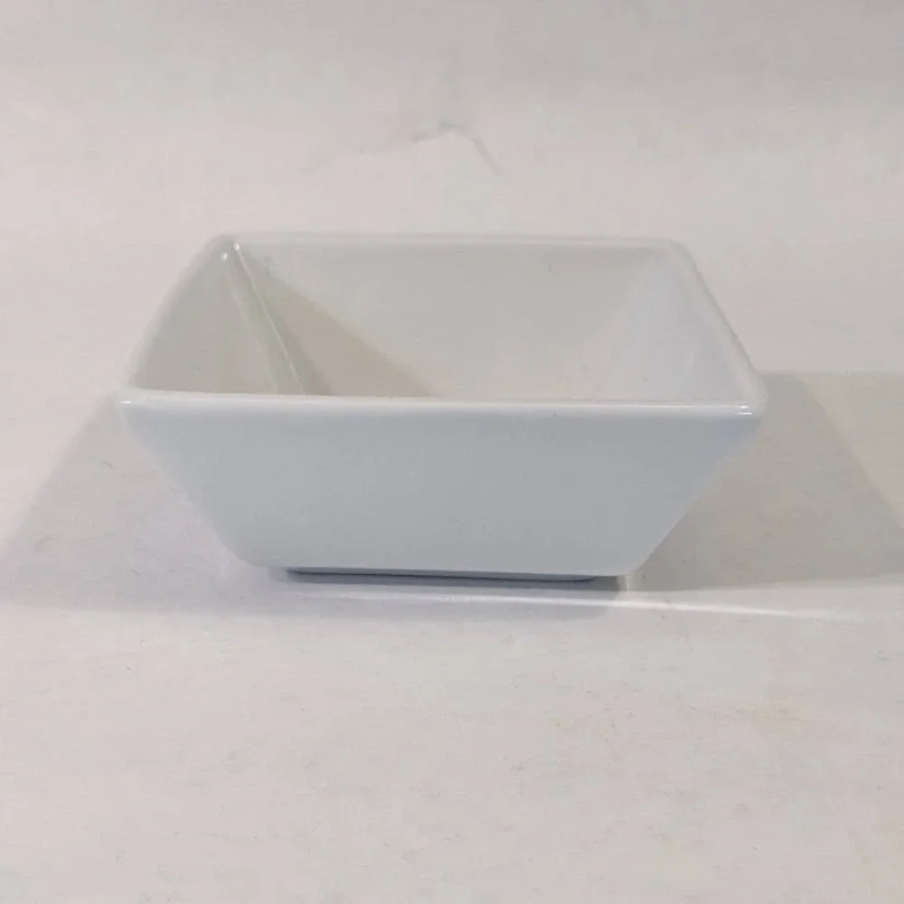Crate & Barrel Cb2 White Porcelain Square Dipping Small Sauce Bowls 3 1/4